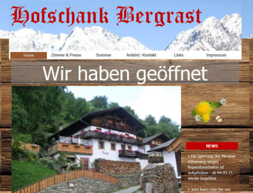 Internetauftritt für Gasthaus Pension Bergrast in Südtirol