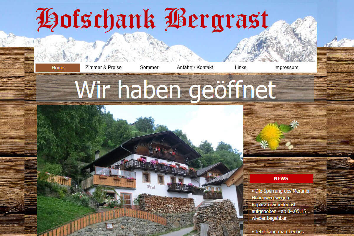 Homepage erstellen lassen Bergrast Südtirol