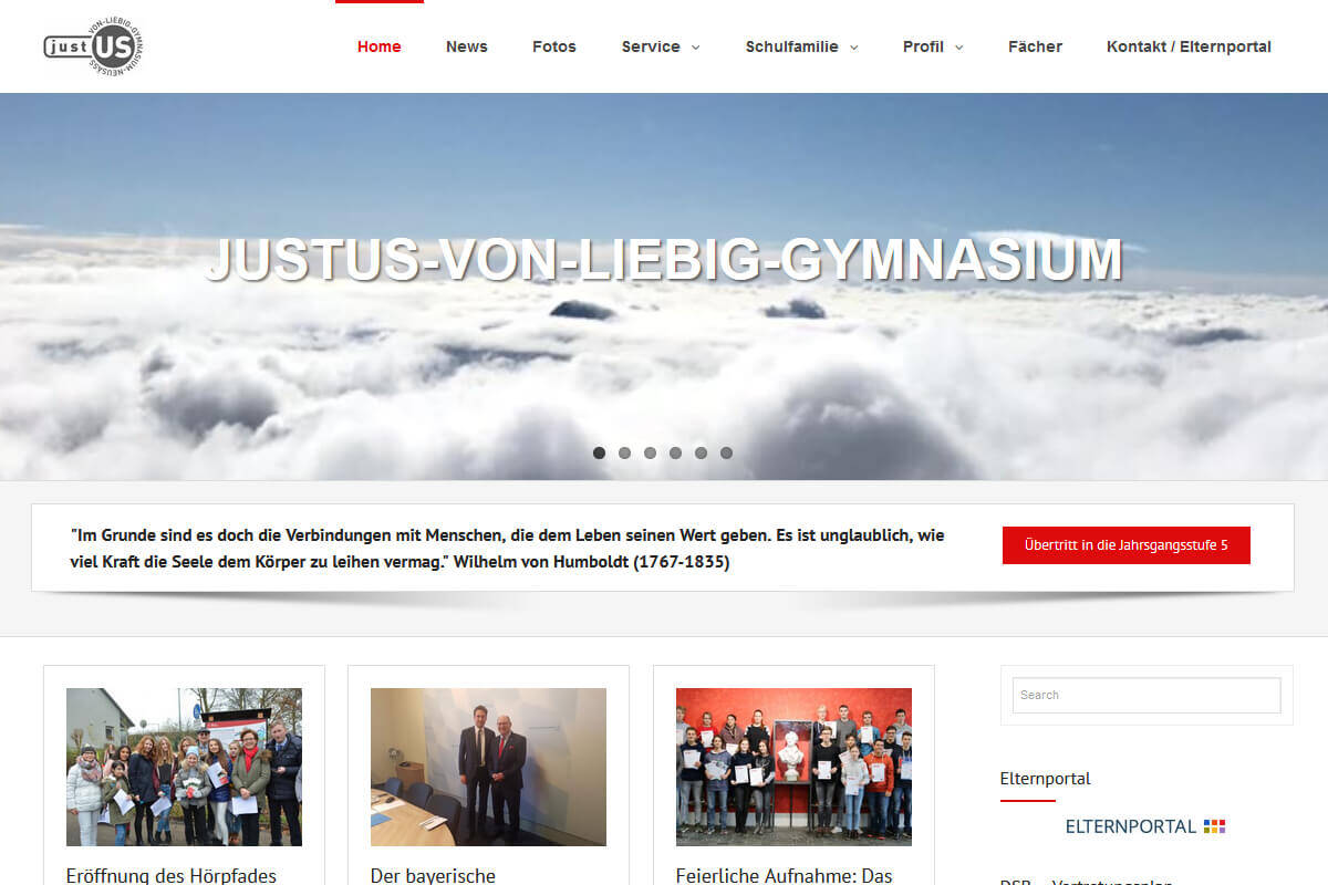 Webseite erstellt mit WordPress für JvL Gymnasium Neusäss