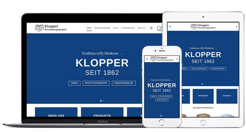 Homepage für Klopper Bestattungsbedarf in Augsburg